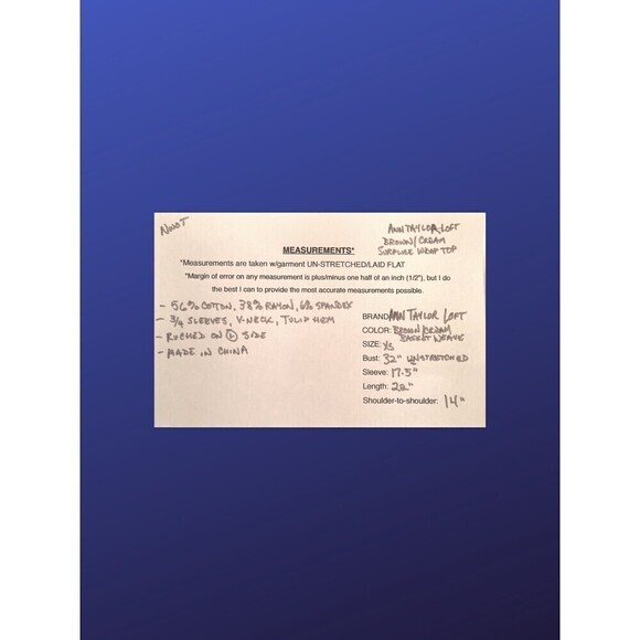 ANN TAYLOR LOFT SurpliceV-Neck Wrap Top, BROWN/CREAM BASKET WEAVE, Size XS, NWOT - Picture 9 of 9